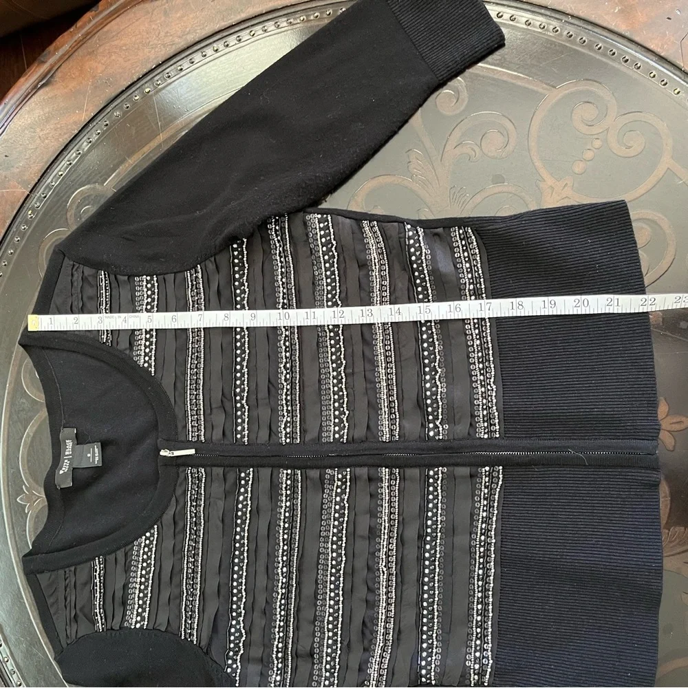 White House Black Market Beaded Zip Cardigan